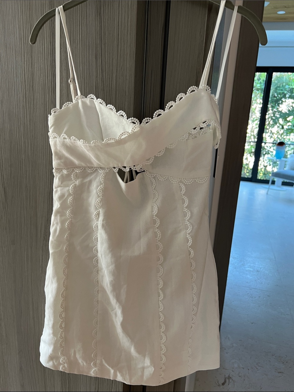 REVOLVE Cream Lace-Trim Spaghetti-Strap Mini Dress - Picture 3 of 9